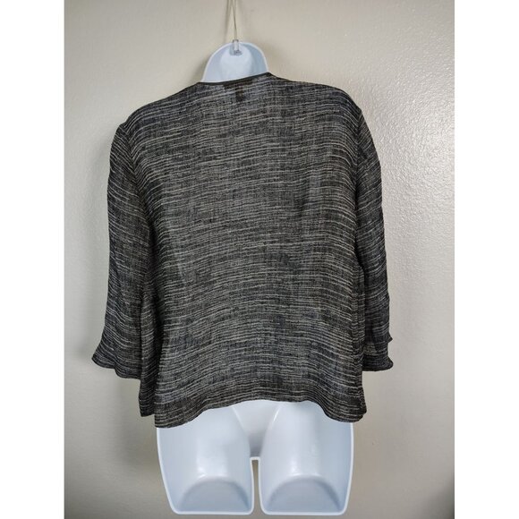 Eileen Fisher Gray Linen Blend Cardigan Size Medium Petite Gauzy Lightweight - Picture 2 of 10